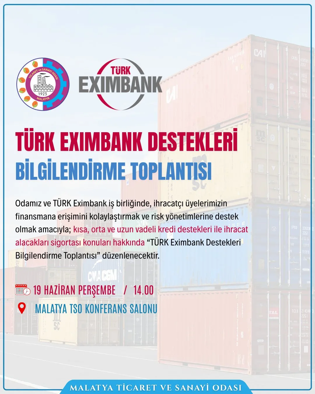 Malatya TSO’dan İhracat Kredisi Atağı